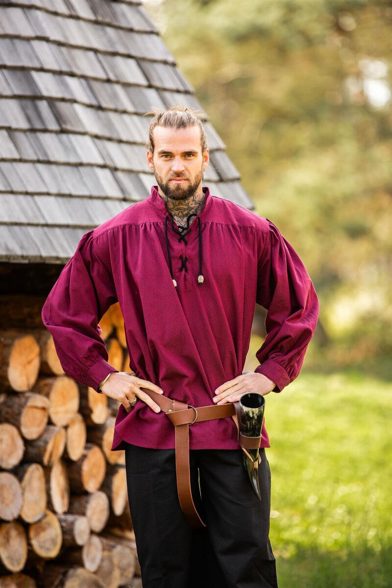 Chemise médiévale à lacets et col montant – Georg