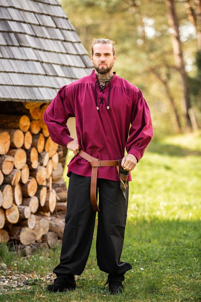 Chemise médiévale à lacets et col montant – Georg