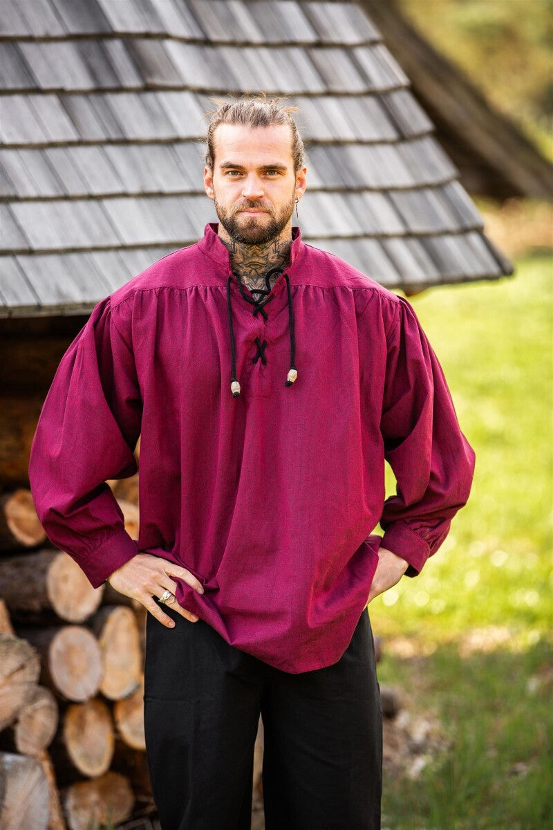 Chemise médiévale à lacets et col montant – Georg