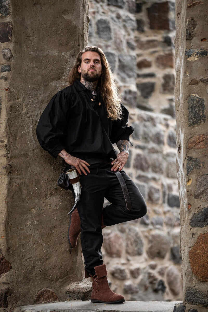 Chemise médiévale à lacets et col montant – Georg