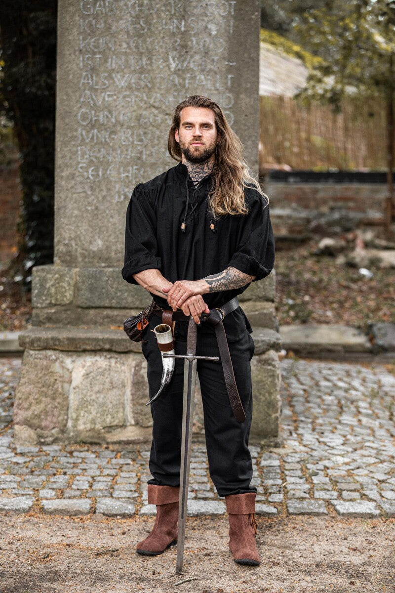 Chemise médiévale à lacets et col montant – Georg